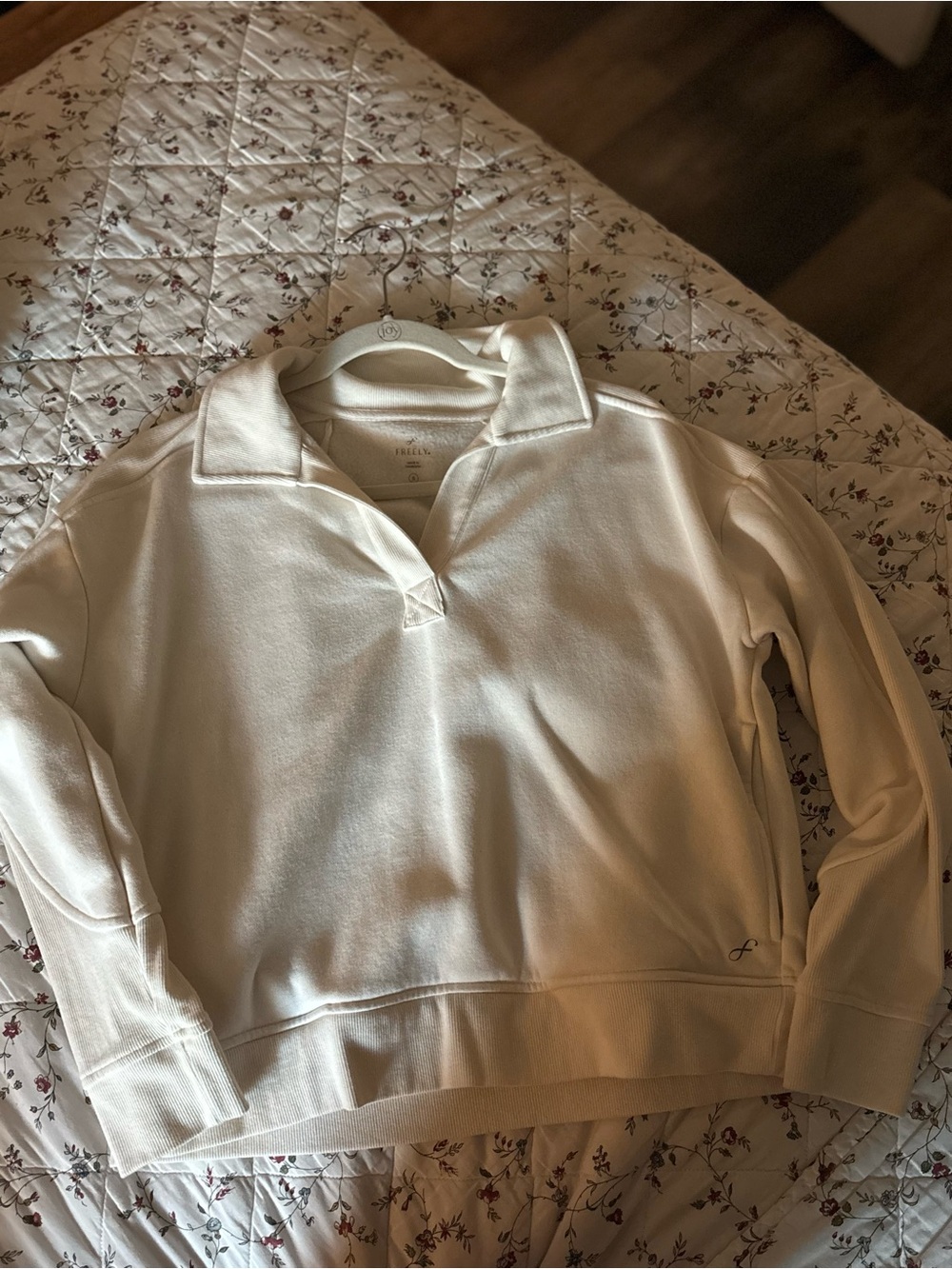 Women's Cream Polo-Style Pullover Sweatshirt